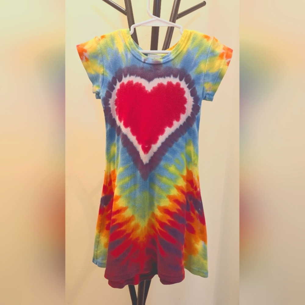 Girls Groovy Blueberry tie dye dress - Size 5 (girls)